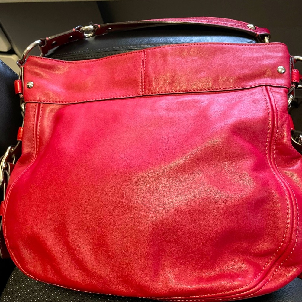 Vintage Coach Leather, Red Hobo Bag